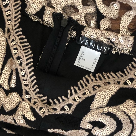 Venus size 2 black and gold sequined maxi dress - Picture 6 of 6